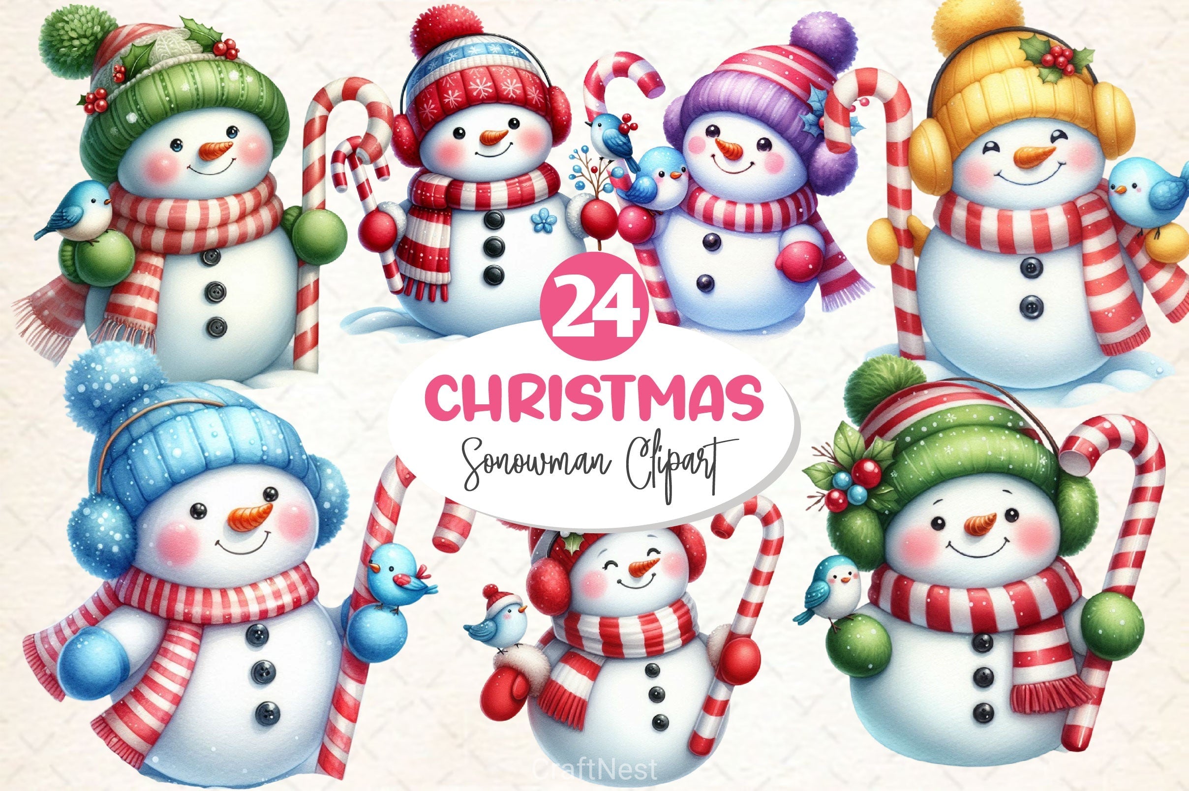 Cute Snowman Clipart Bundle 4