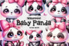 Pink Baby Panda Clipart Bundle