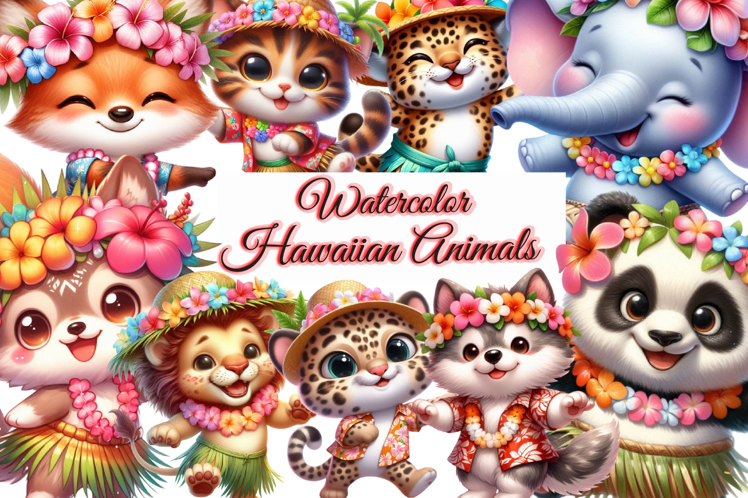Hawaiian Hawaiian Dancing Clipart Bundle