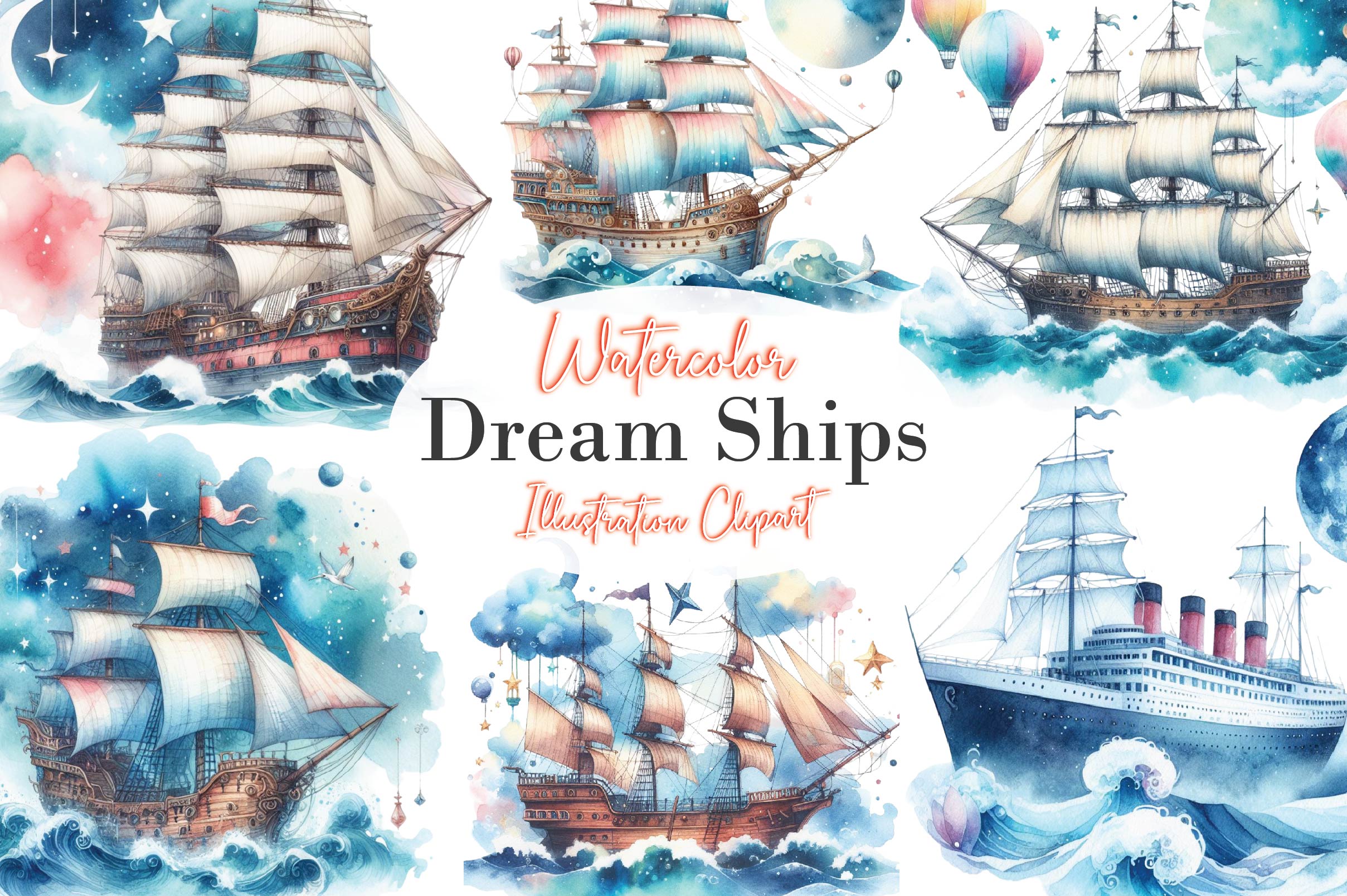 Dream Ships Clipart Bundle
