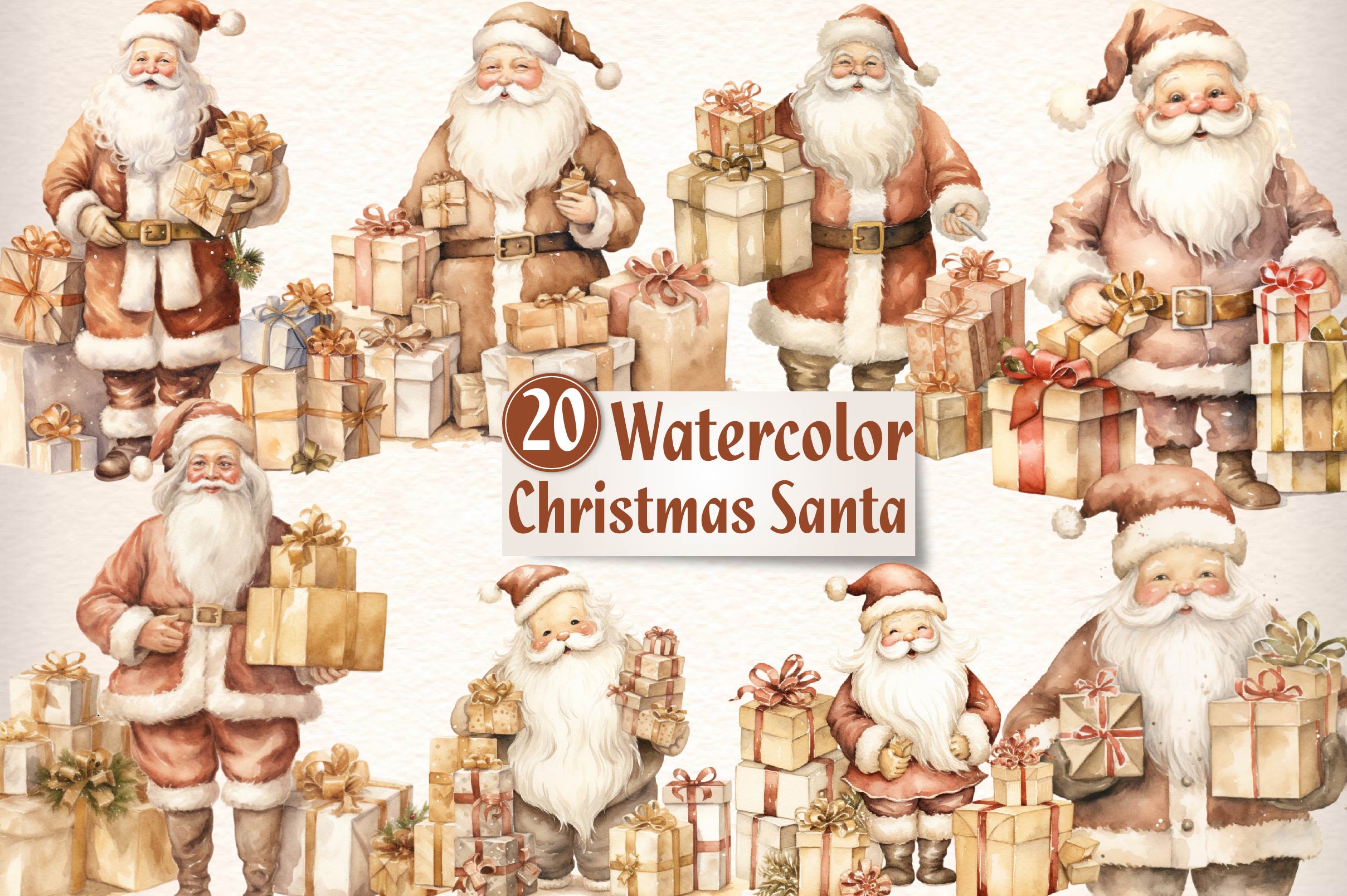 Christmas Santa Clipart Bundle