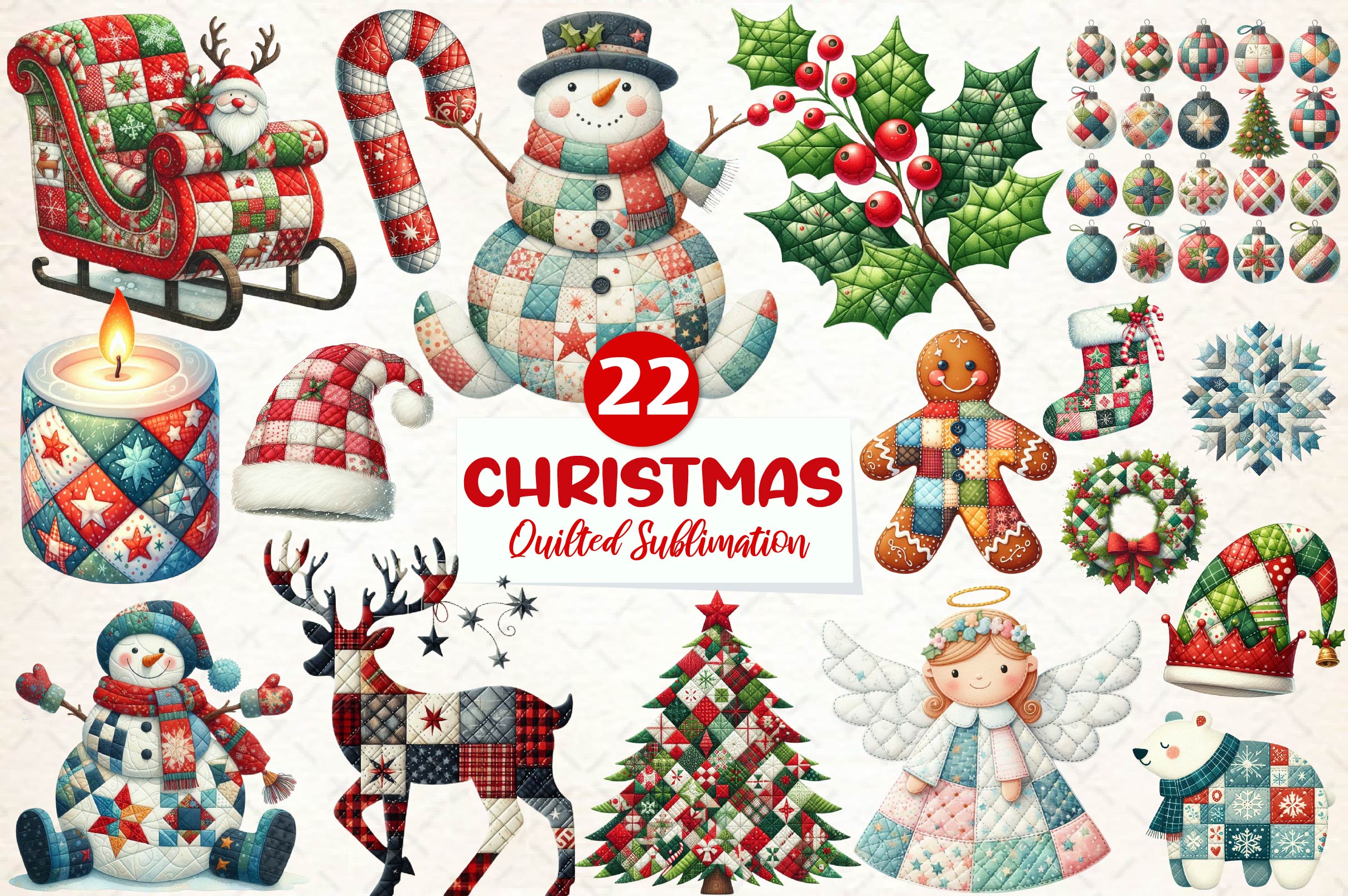 Quilted Christmas Clipart Bundle