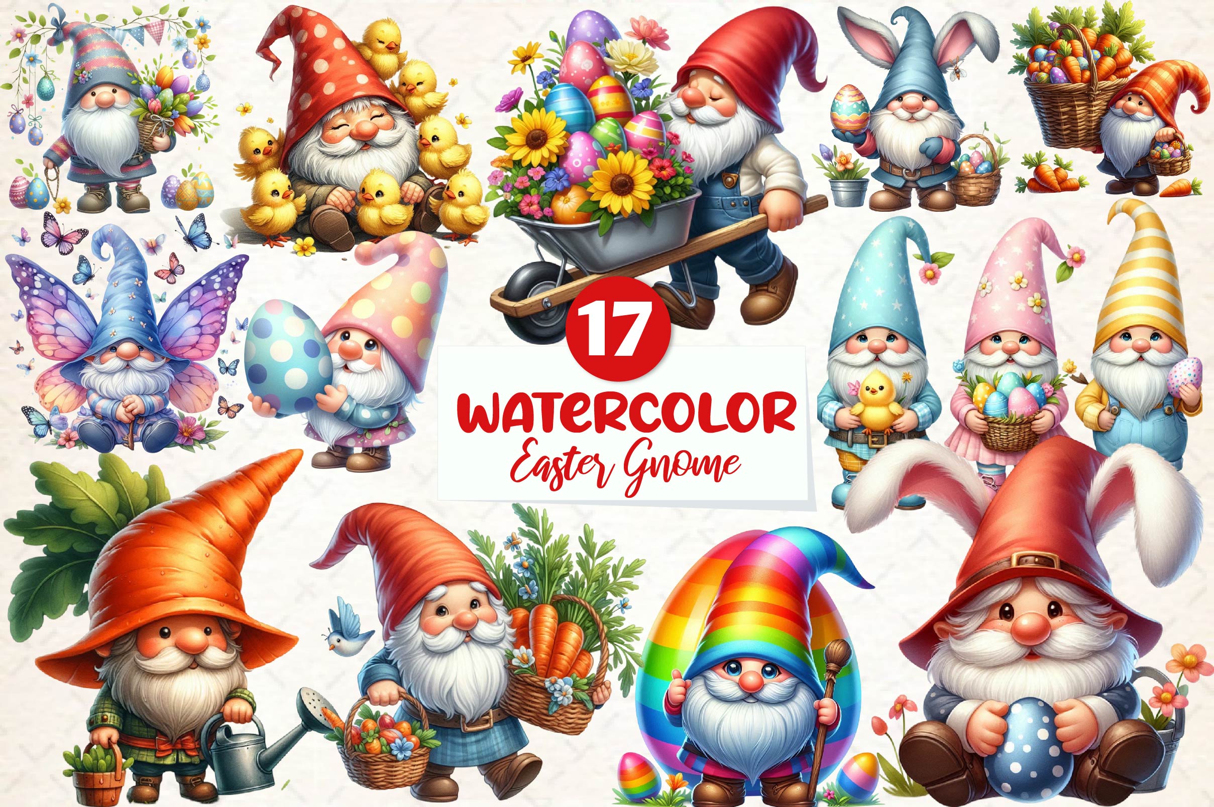 Easter Gnome Gnome Clipart Bundle
