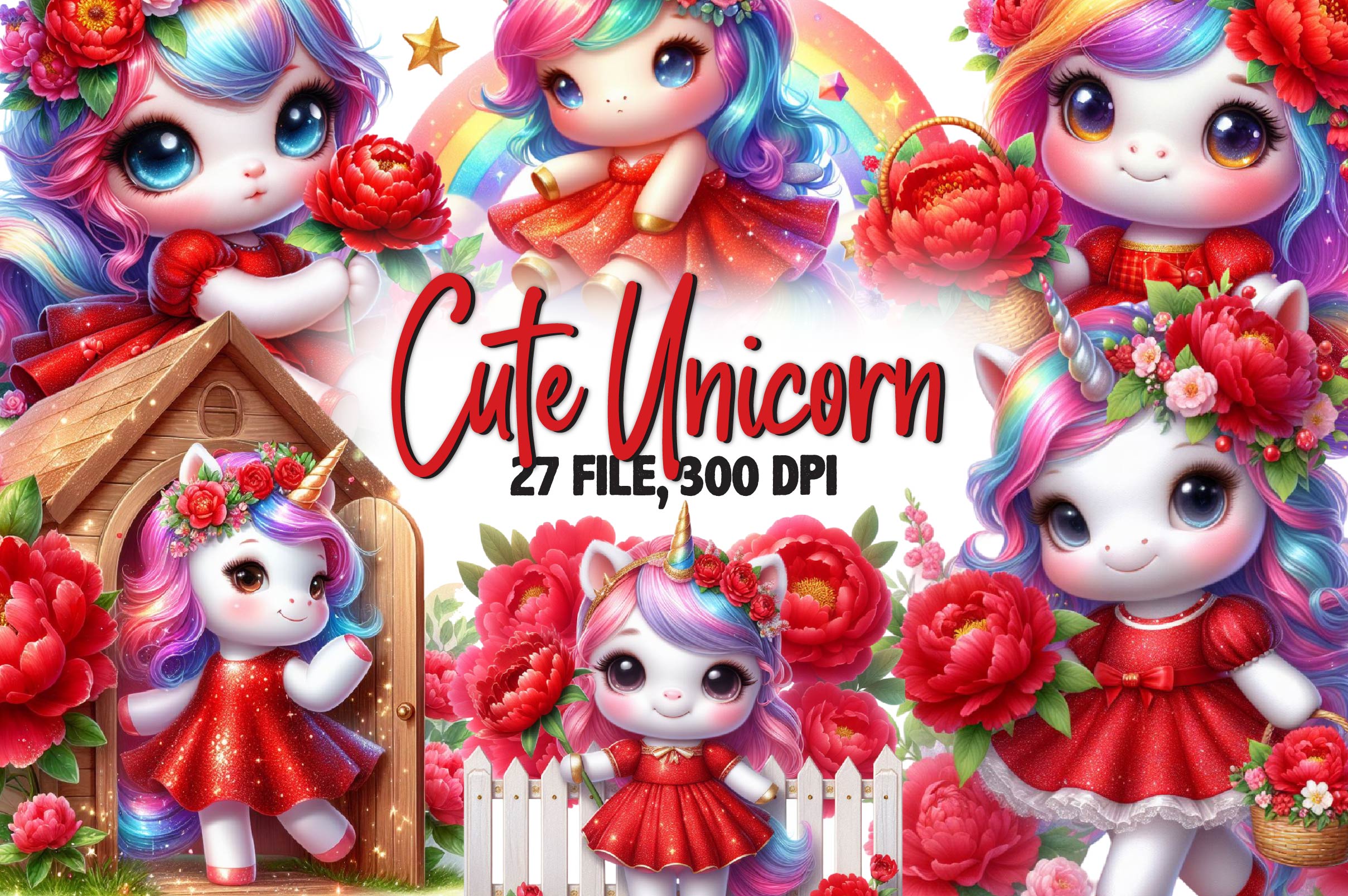 Baby Unicorn Unicorn Clipart Bundle