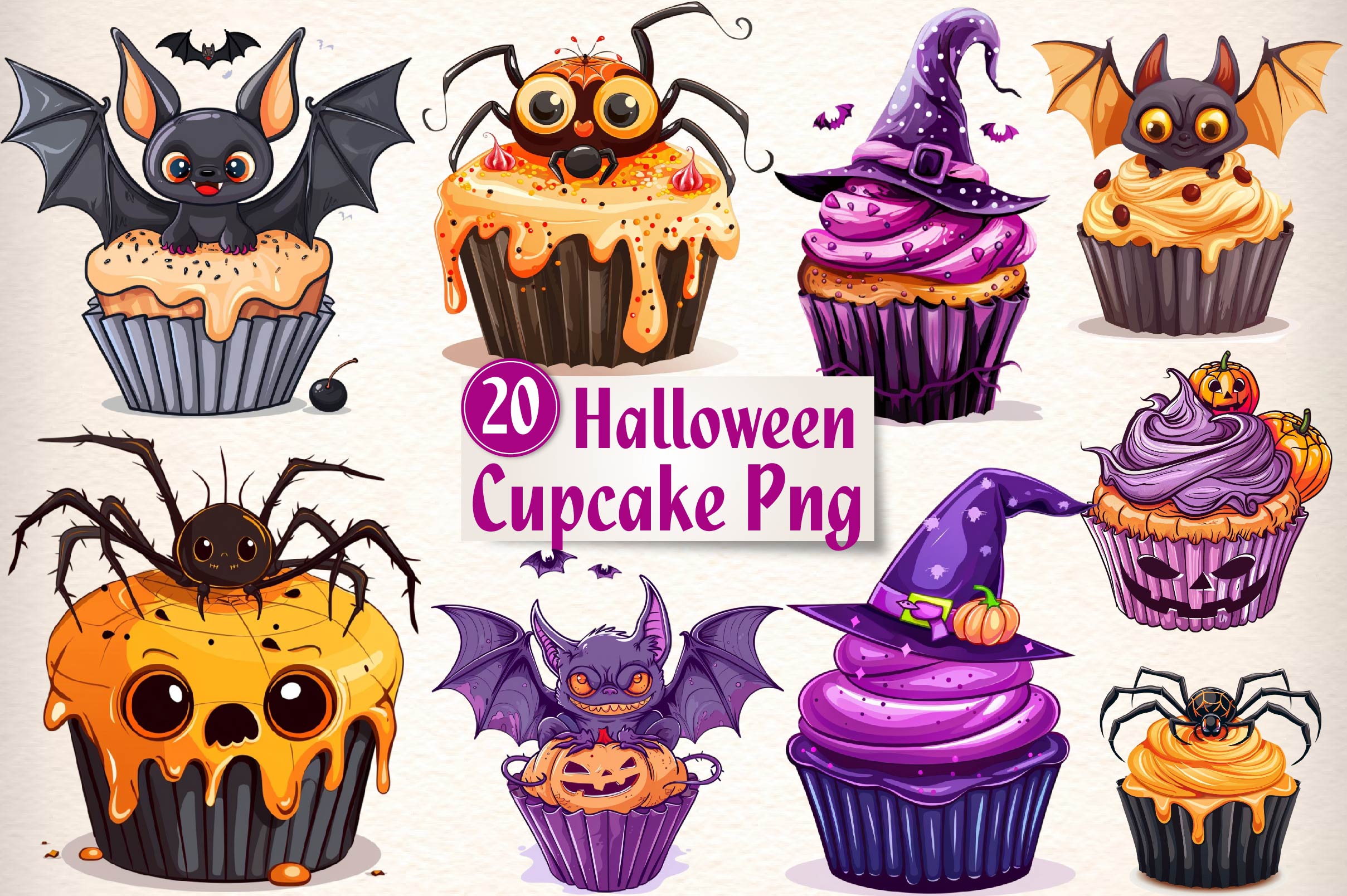 Halloween Cupcake Clipart Bundle 1