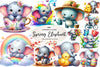 Spring Elephant Baby Clipart Bundle