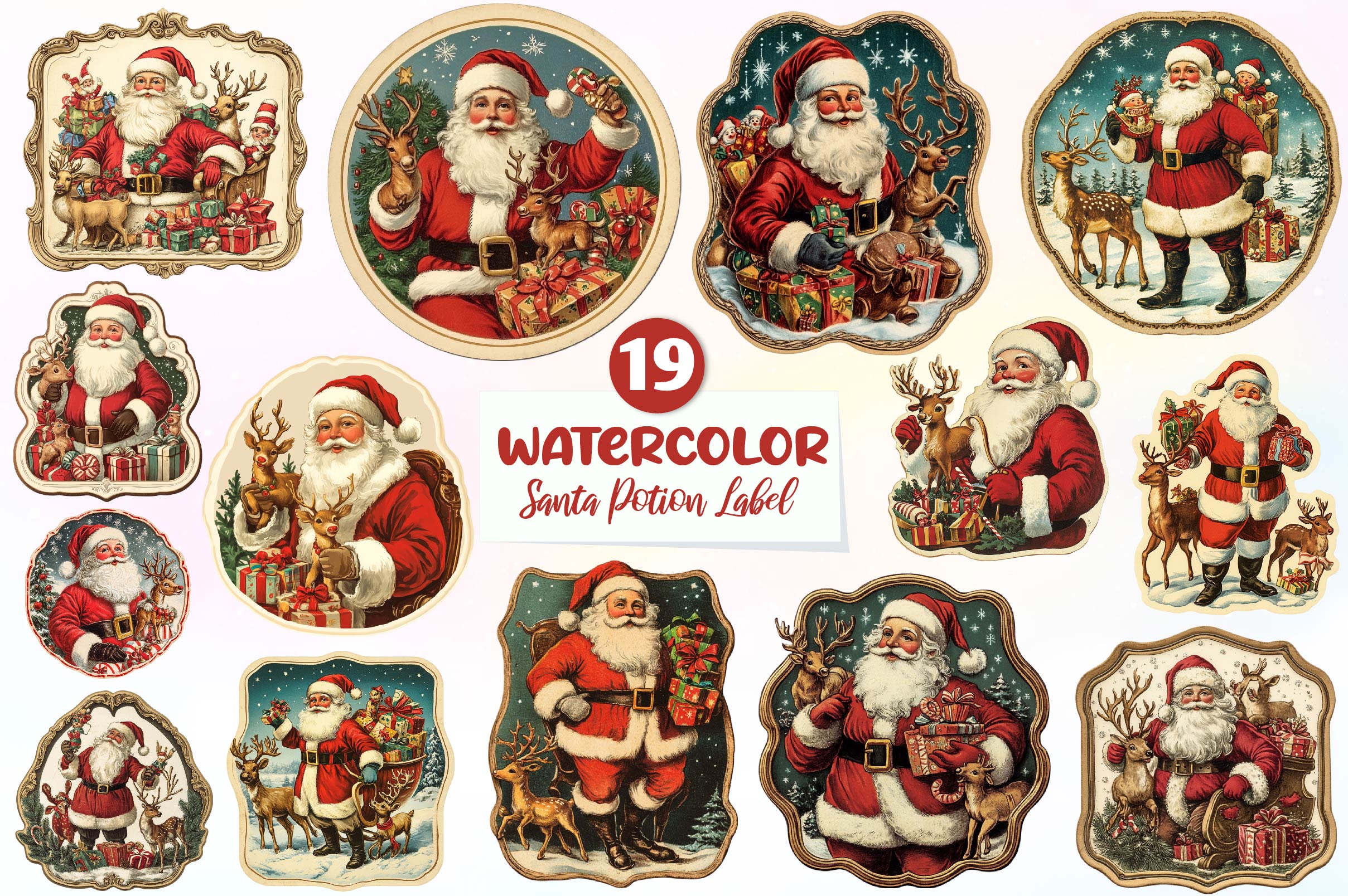 Christmas Santa Potion Label Clipart Bundle