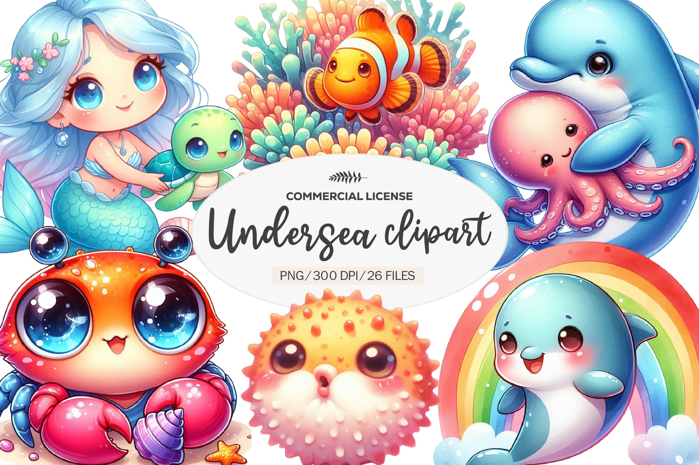 Nursery Decor Undersea Clipart Bundle