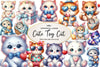 Cute Plush Toy Cat Clipart Bundle