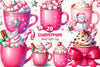 Pink Christmas Coffee Cup Clipart Bundle