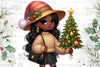 African American Christmas Girl Clipart Bundle 7