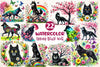 Spring Black Wolf Clipart Bundle 2