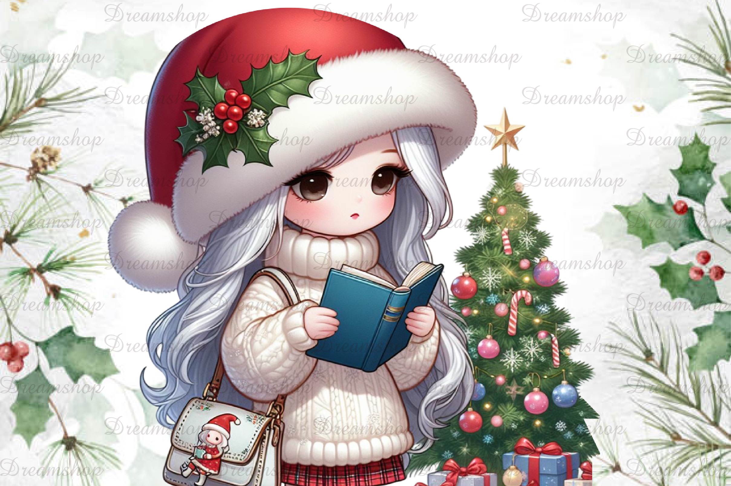 African American Christmas Girl Clipart Bundle 12