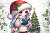 African American Christmas Girl Clipart Bundle 12