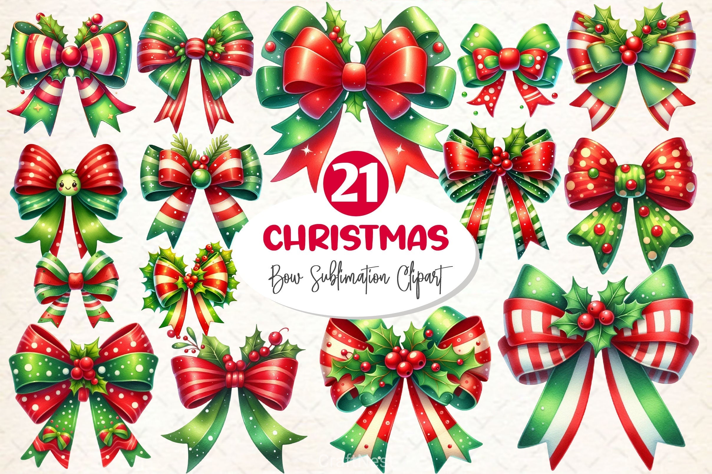 Christmas Bow Clipart Bundle 5