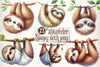 Sleepy Sloth Clipart Bundle