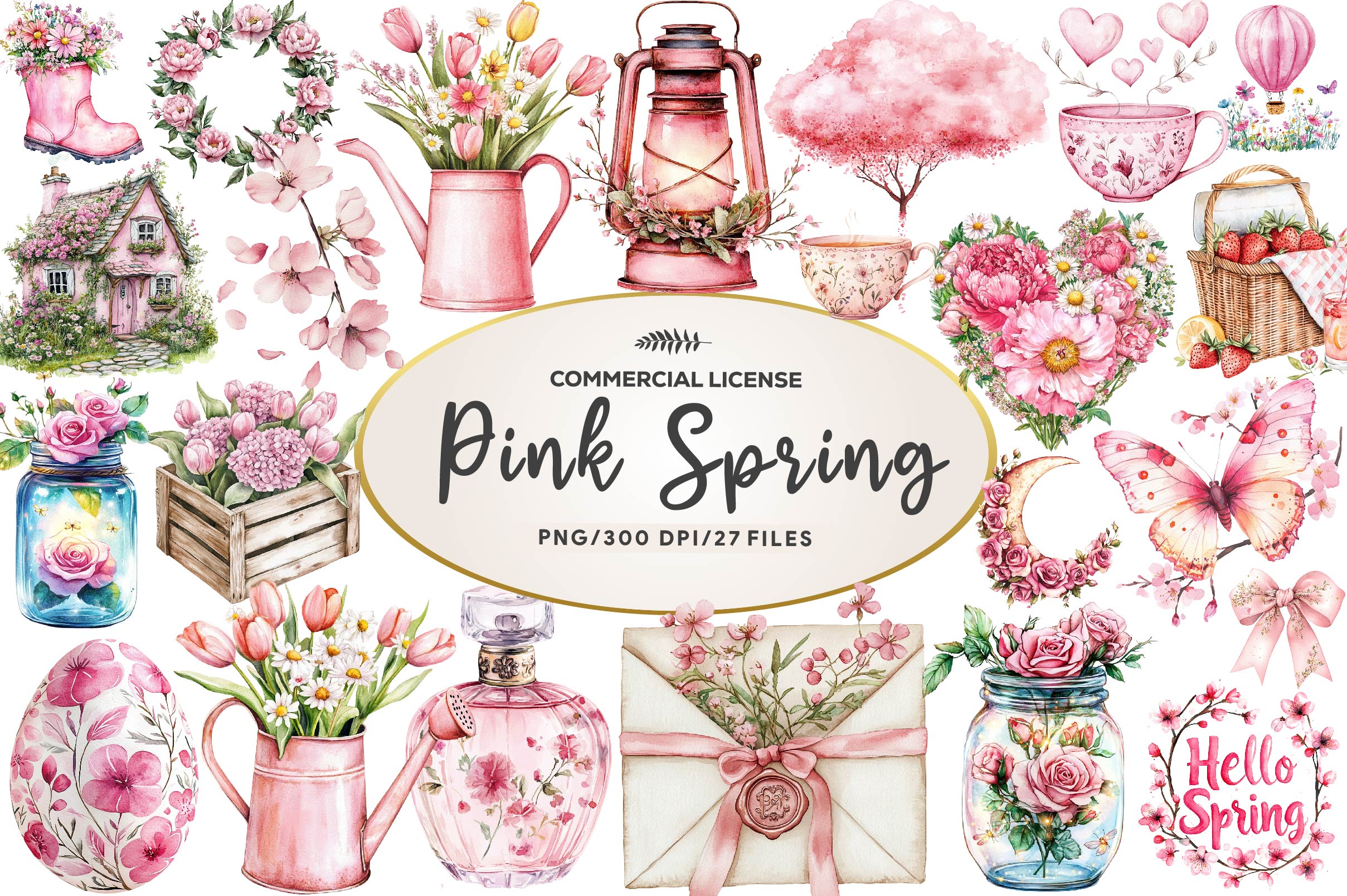 Pink Spring Clipart Bundle  2