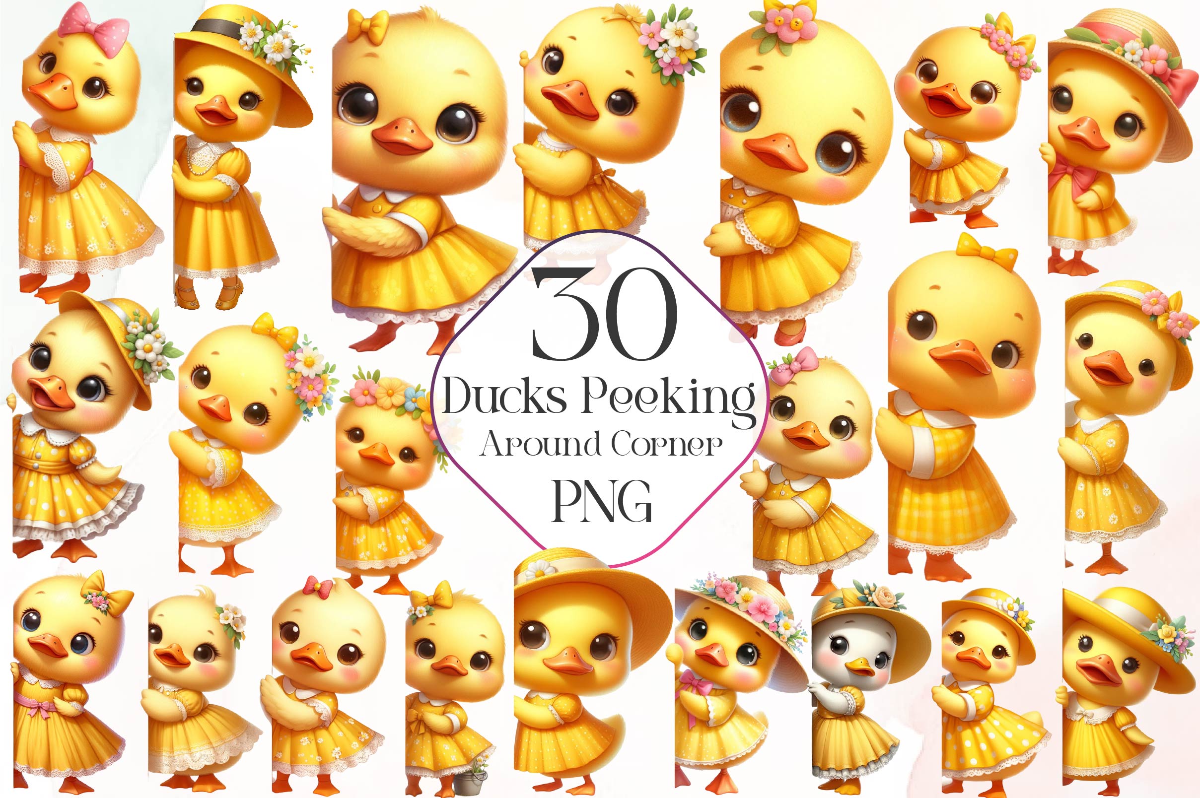 Ducks Peeking Around Corner Clipart Bundle