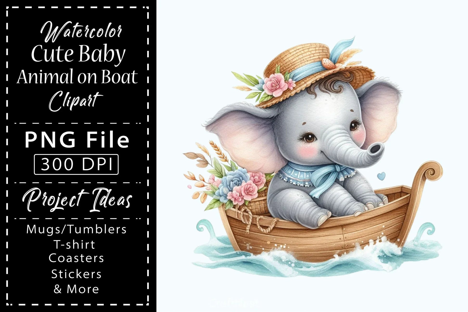 Cute Baby Animals Boat Clipart Bundle 12 - CraftNest - Digital Crafting and Art