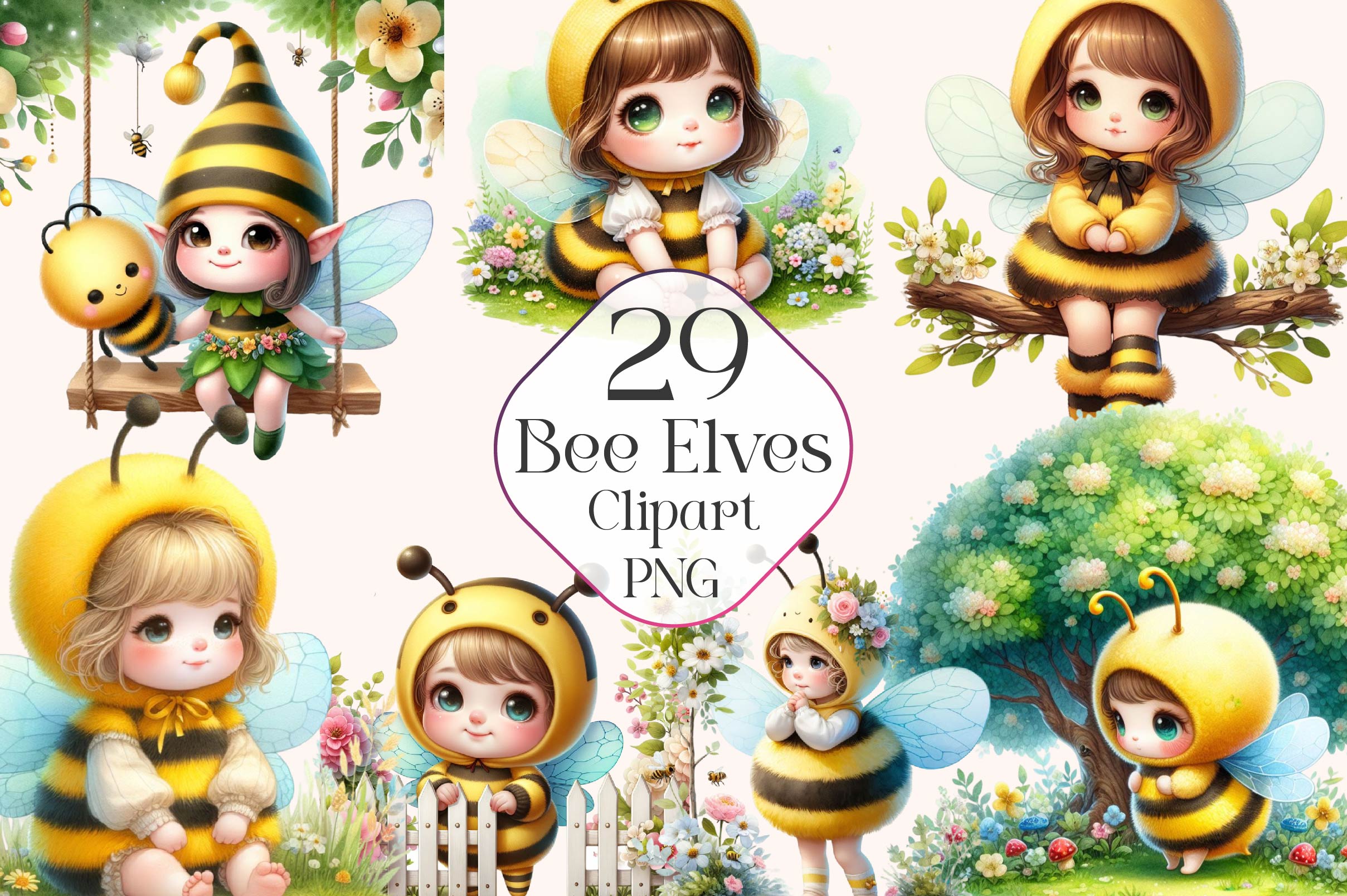 Elf Bee Bee Elves Clipart Bundle