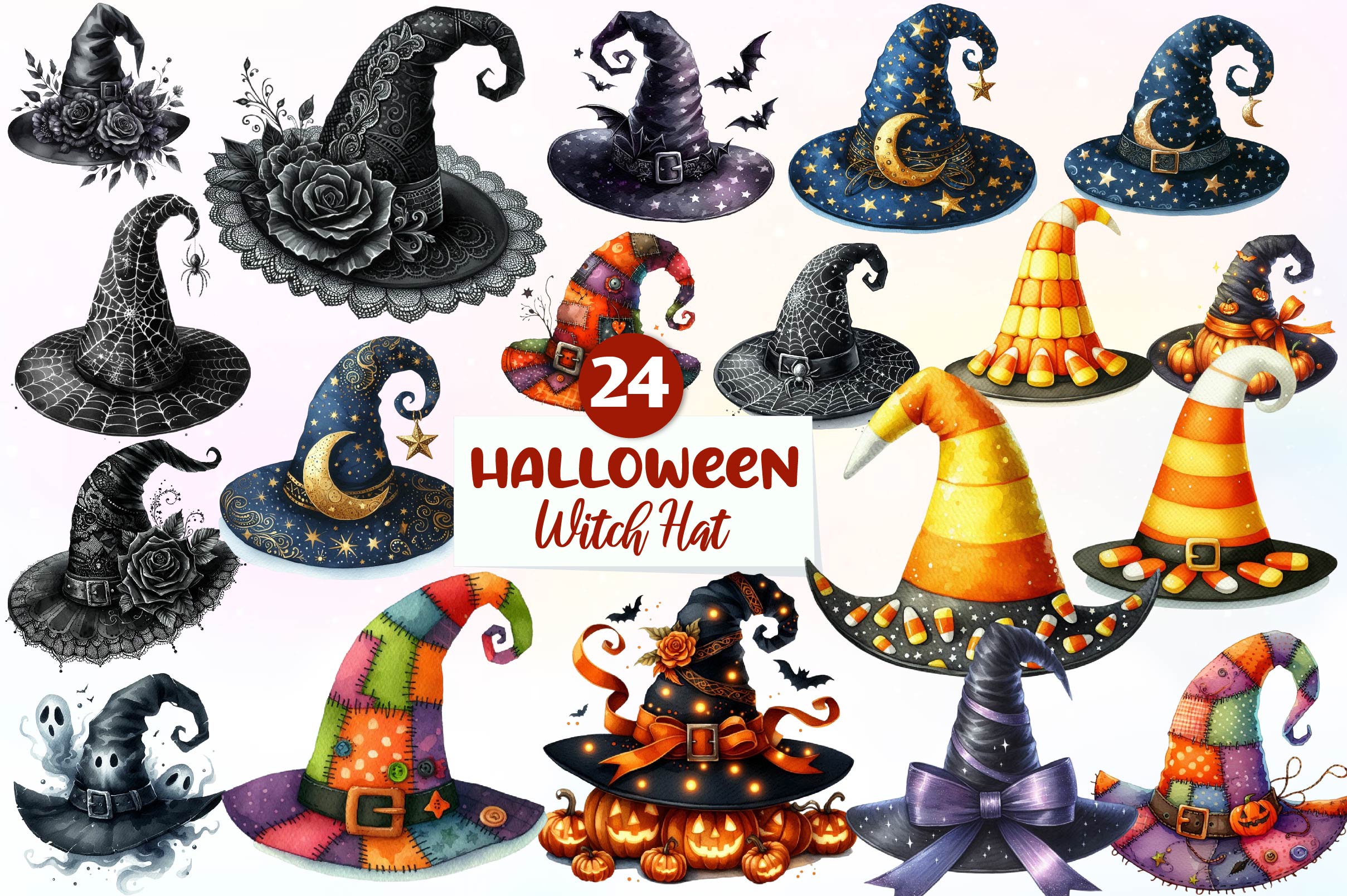 Halloween Witch Hat Clipart Bundle