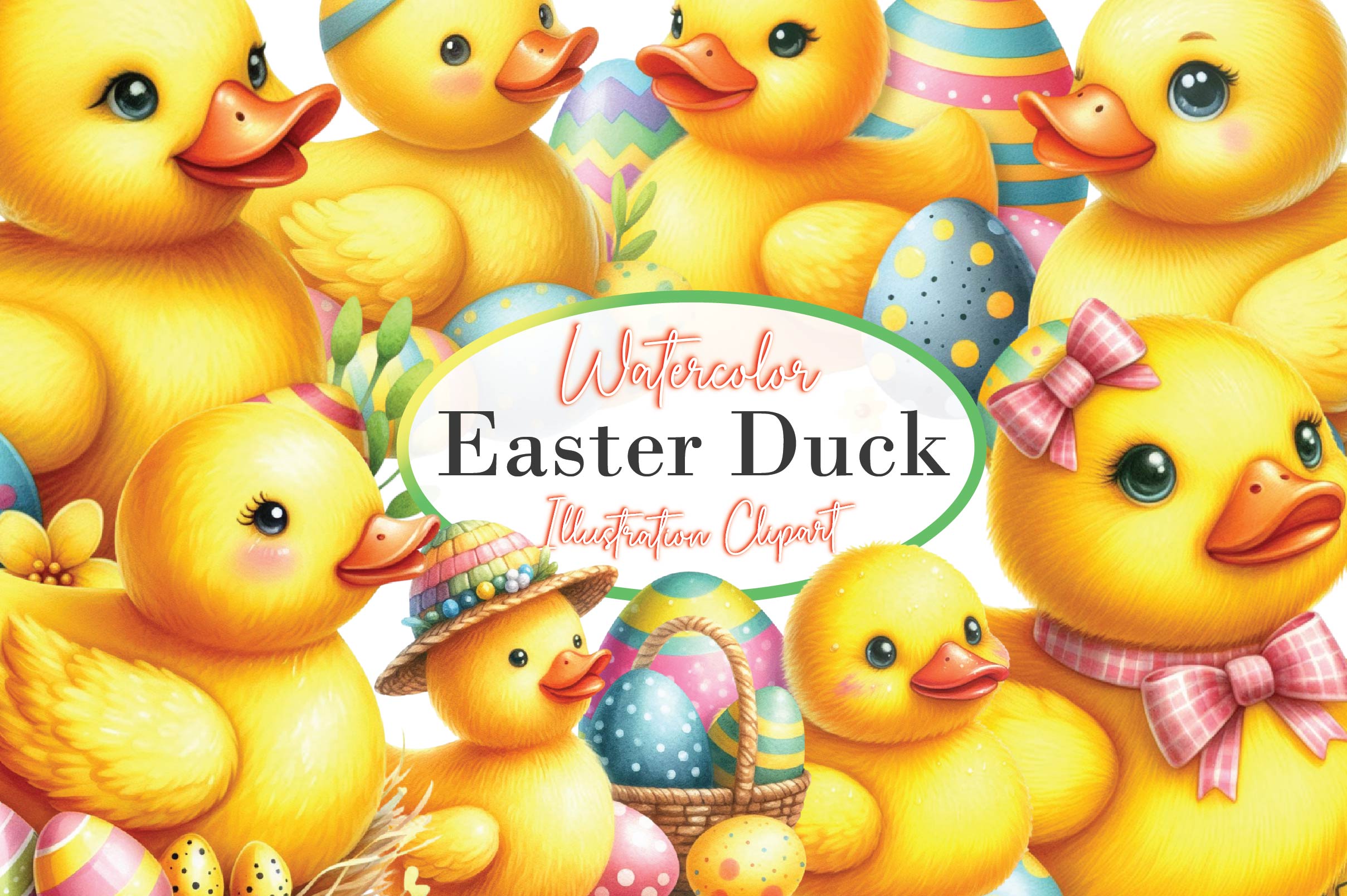Vintage Easter Duck Clipart Bundle