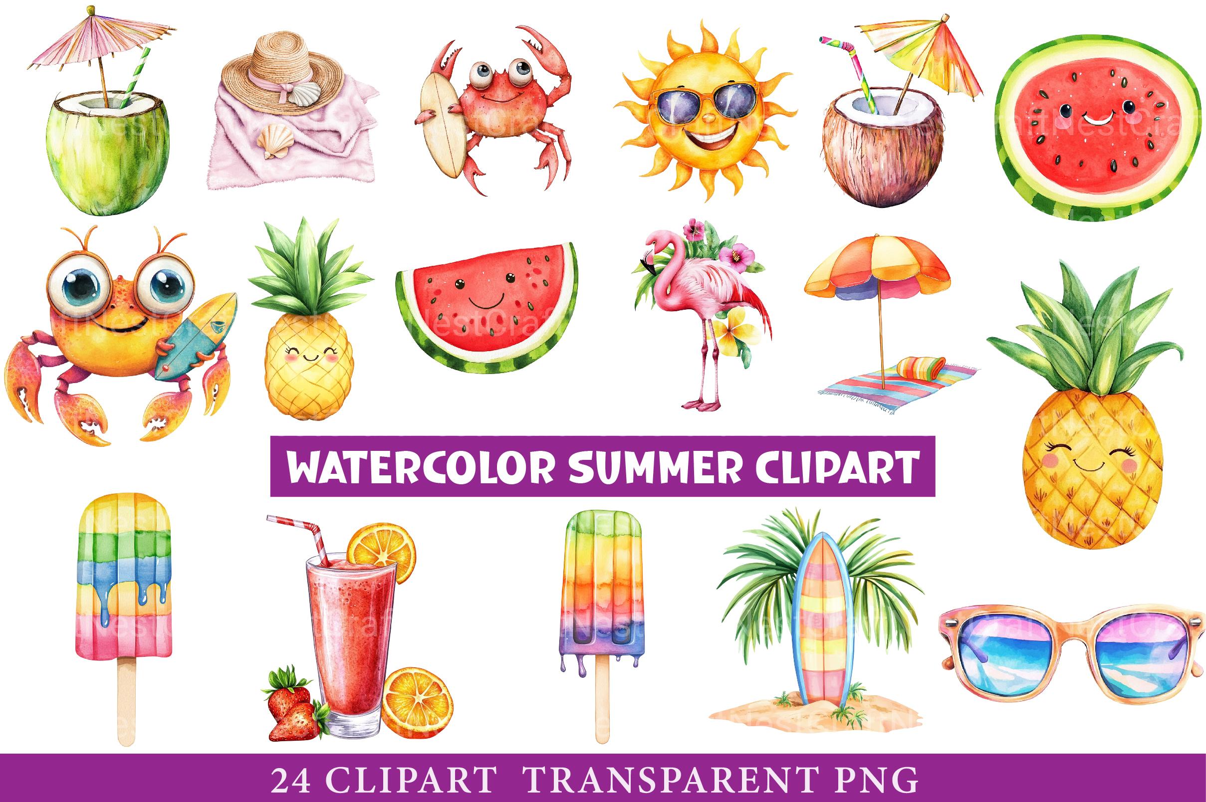 Watercolor Summer Clipart