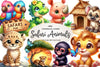 Cute Safari Animals Clipart Bundle