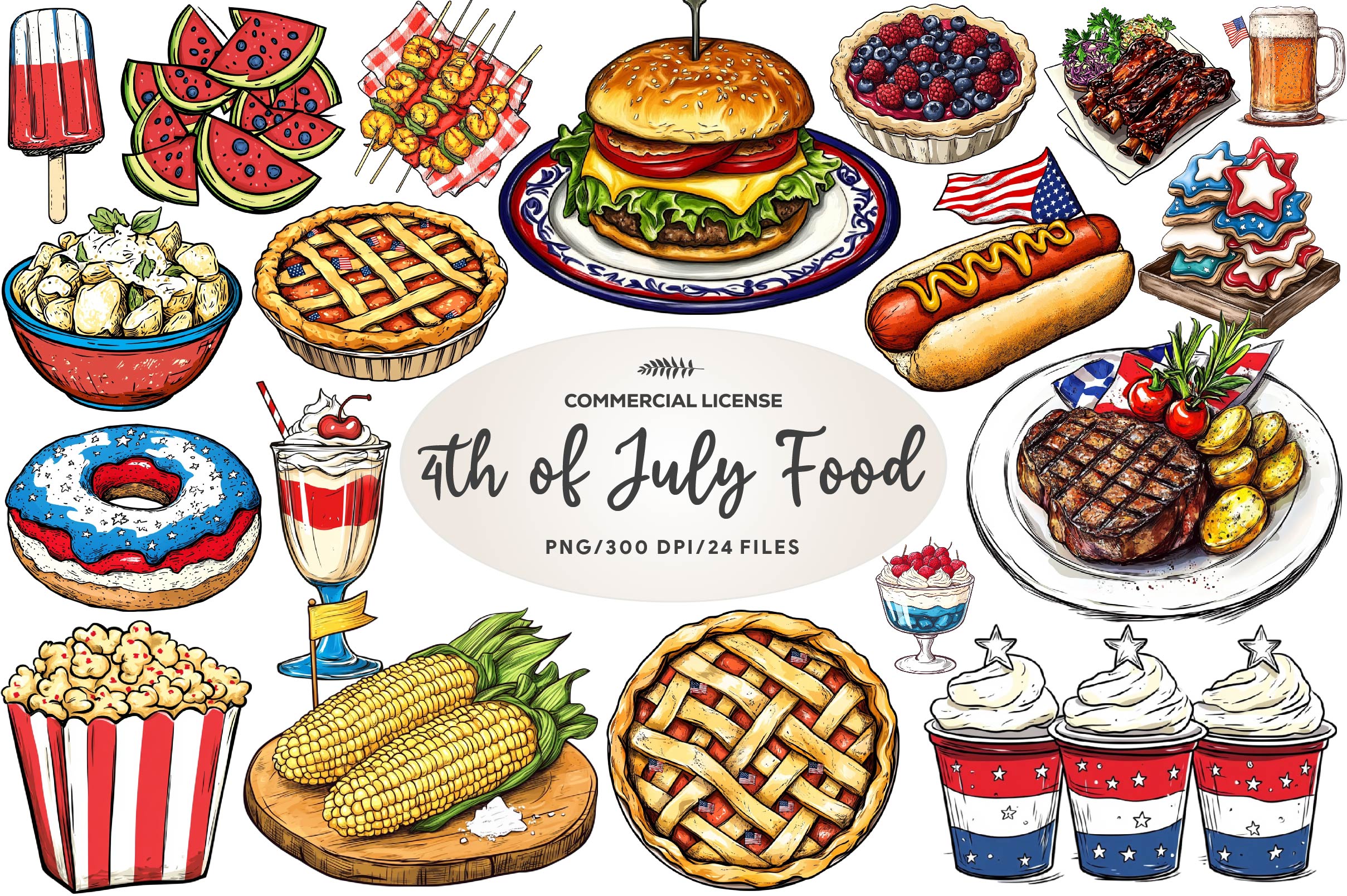 4th Of July Food Clipart Bundle