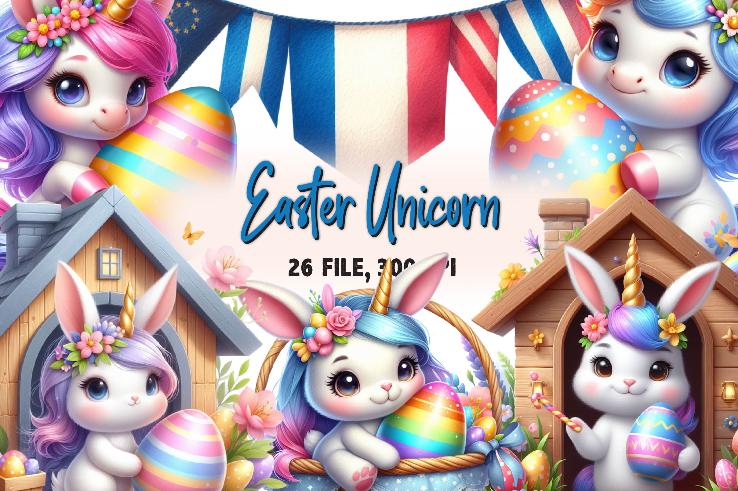 Cute Unicorn Clipart Bundle 4