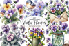 Spring Viola Flower Clipart Bundle