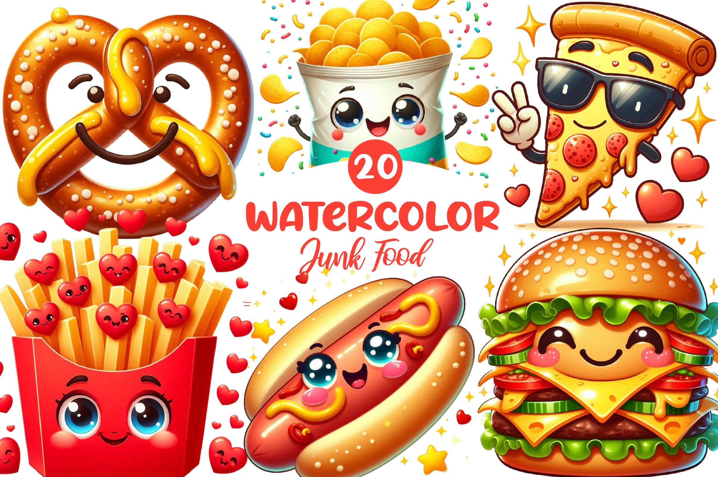 Cute Junk Food Clipart Bundle