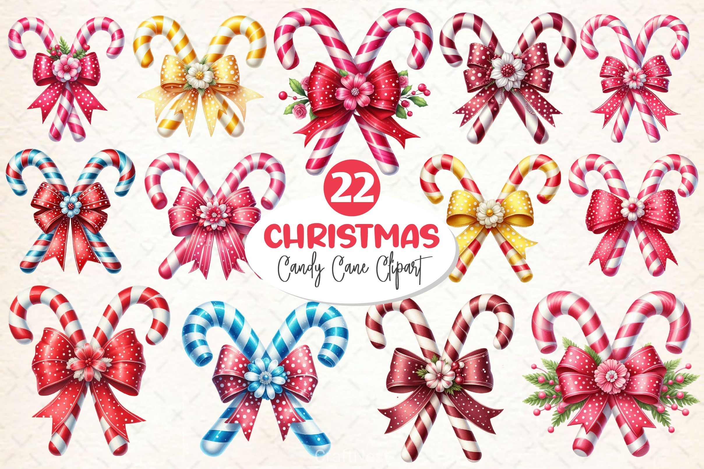 Candy Cane Christmas Clipart Bundle
