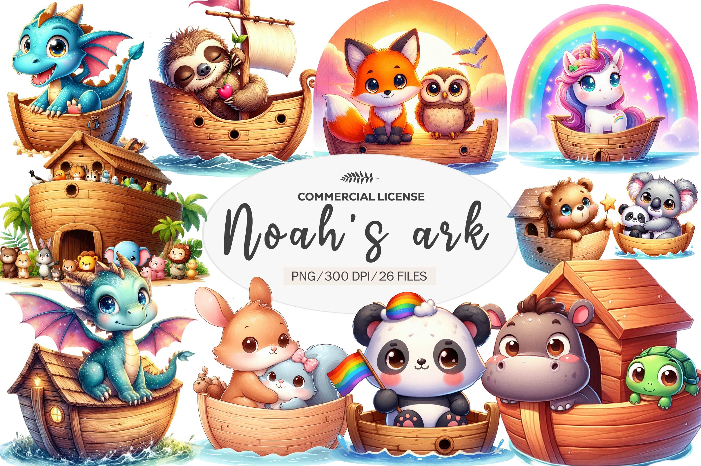 Noah'S Ark Nursery Decor Clipart Bundle