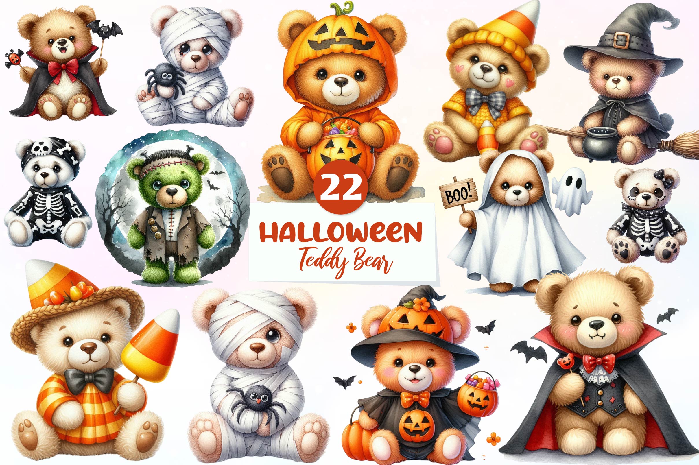 Teddy Bear Baby 1st Halloween Clipart Bundle