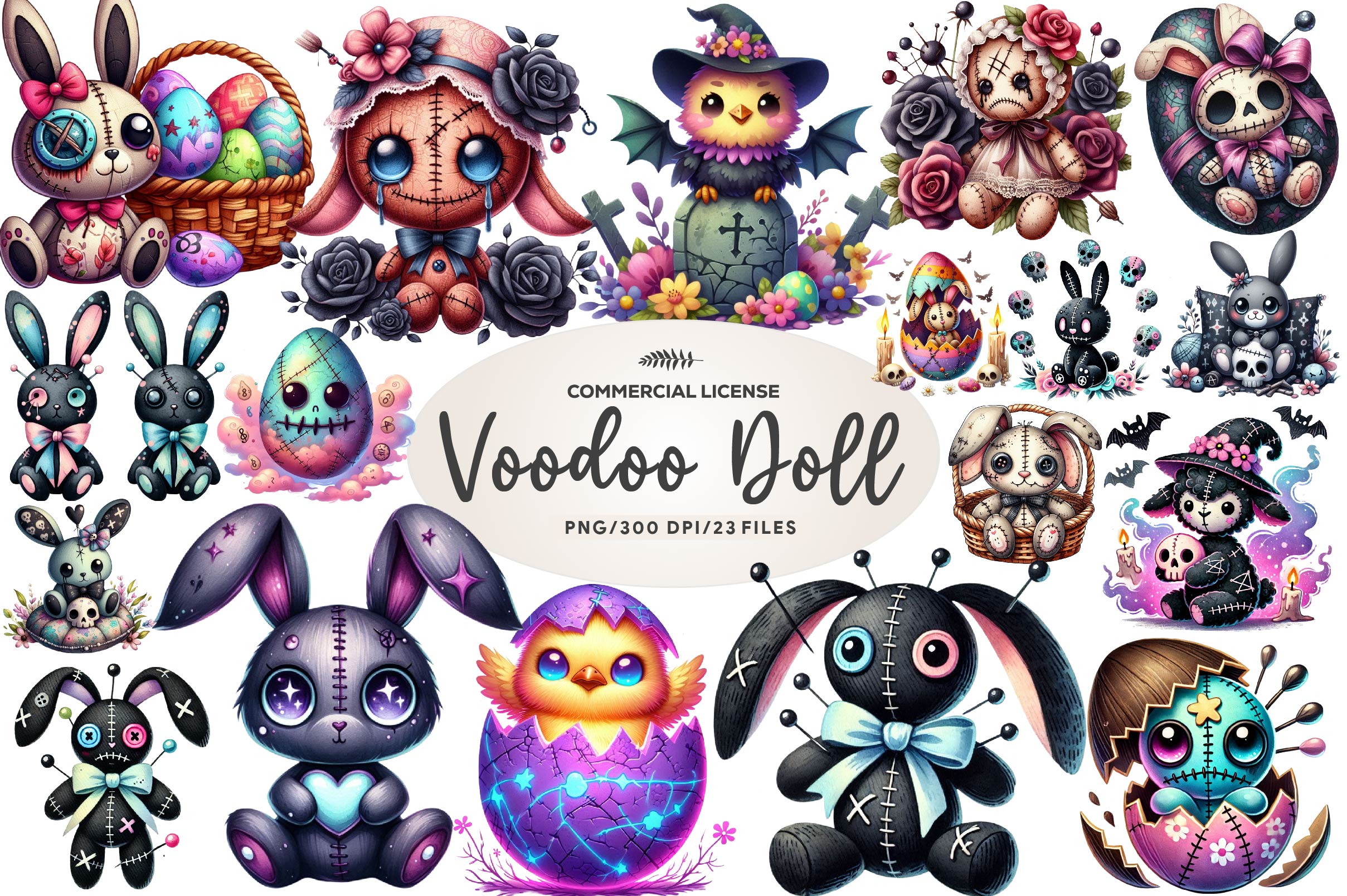 Easter Gothic Voodoo Doll Clipart Bundle