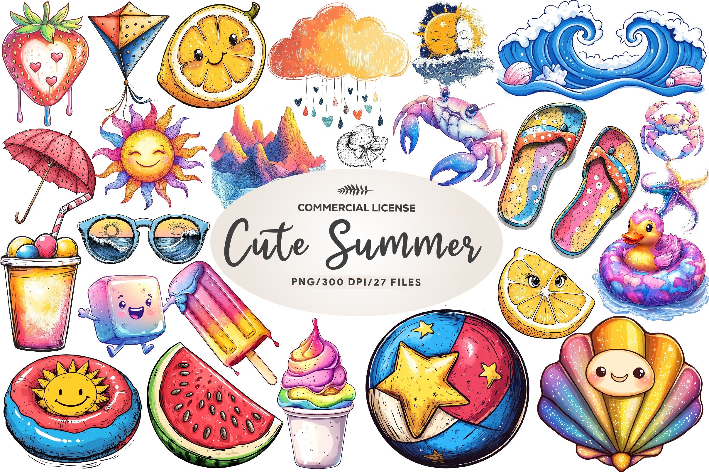 Abstracts Cute Summer Clipart Bundle