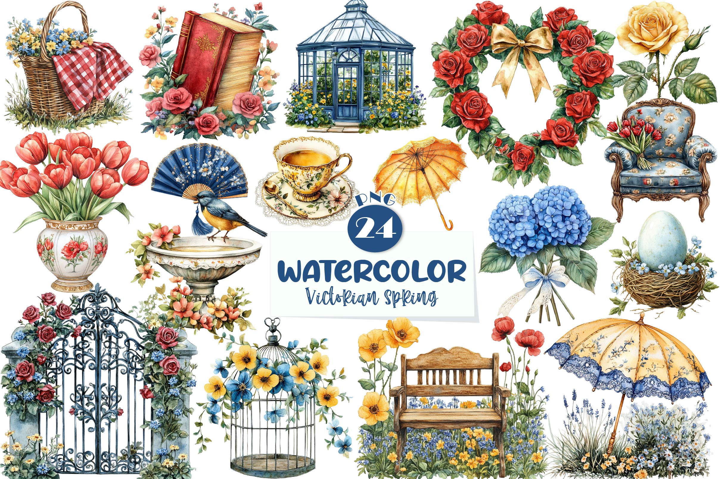Beautiful Victorian Spring Clipart Bundle
