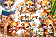 Spring Deer Clipart Bundle - CraftNest - Digital Crafting and Art