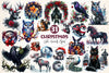Christmas Gothic Animals Clipart Bundle 2