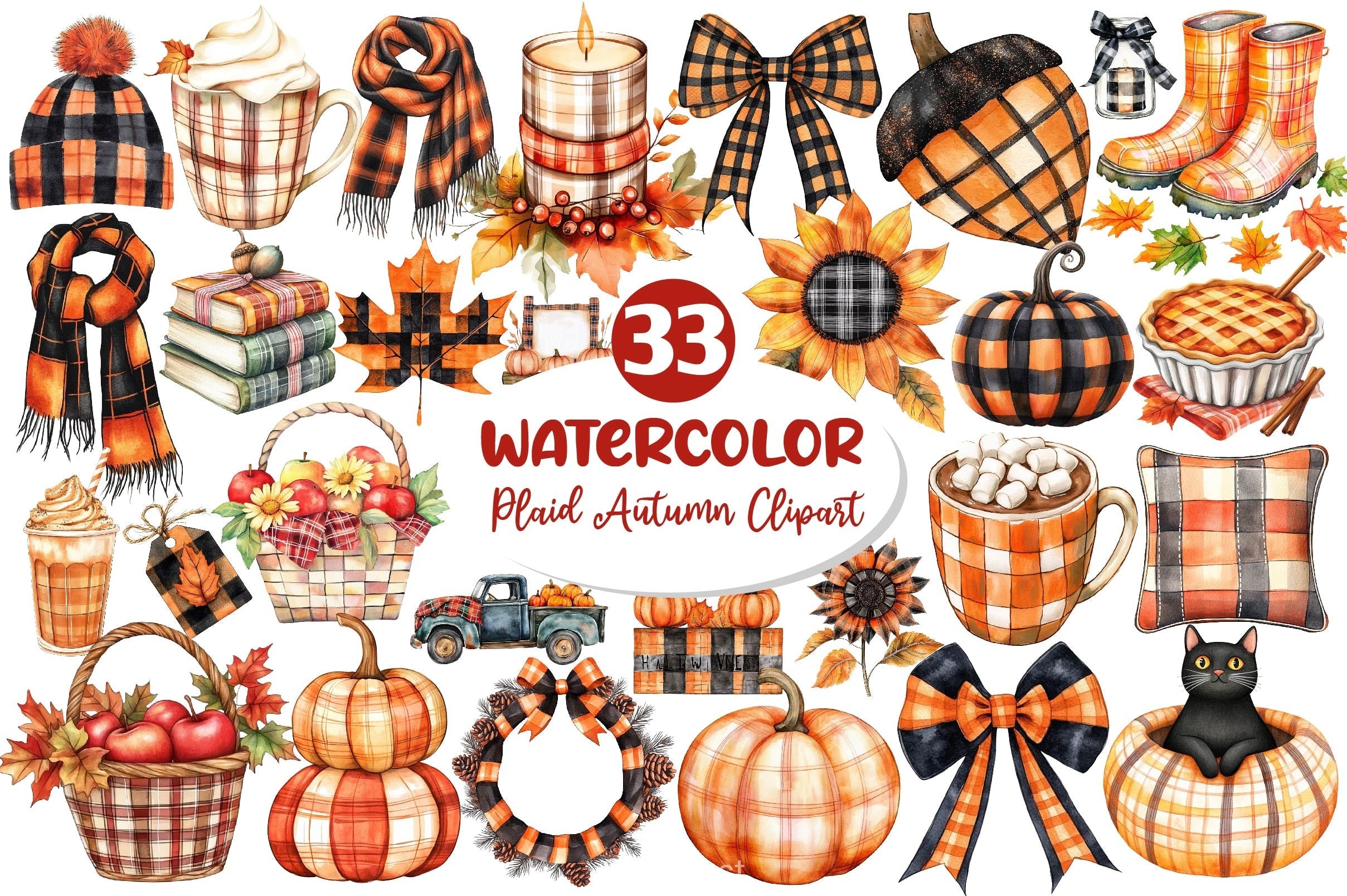 Plaid Autumn Clipart Bundle 2