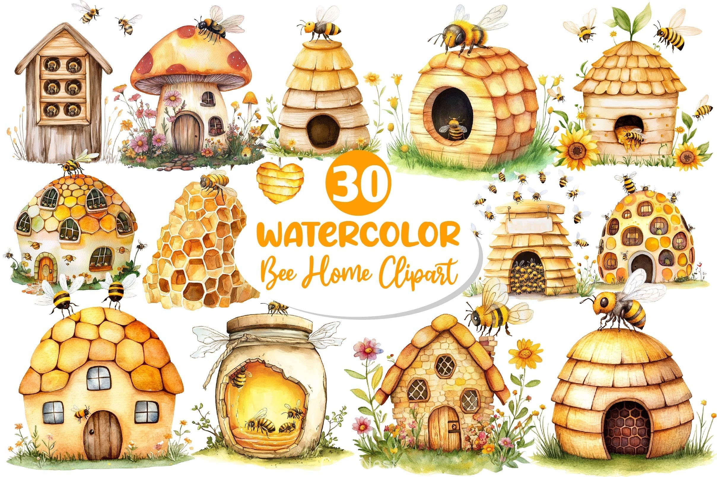 Bee Home Clipart Bundle 2
