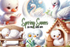Cute Spring Swans Clipart Bundle