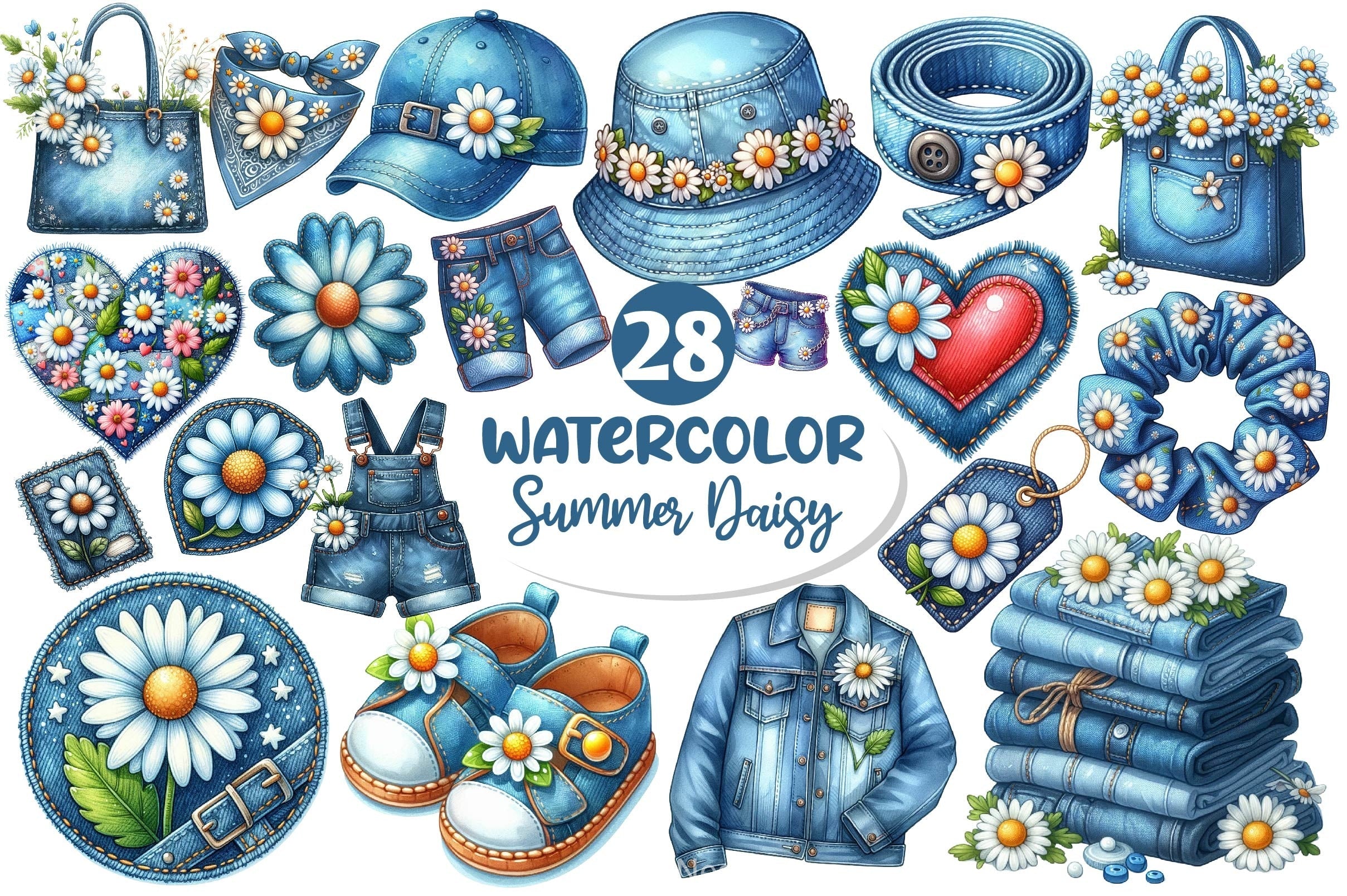 Summer Daisy Clipart Bundle