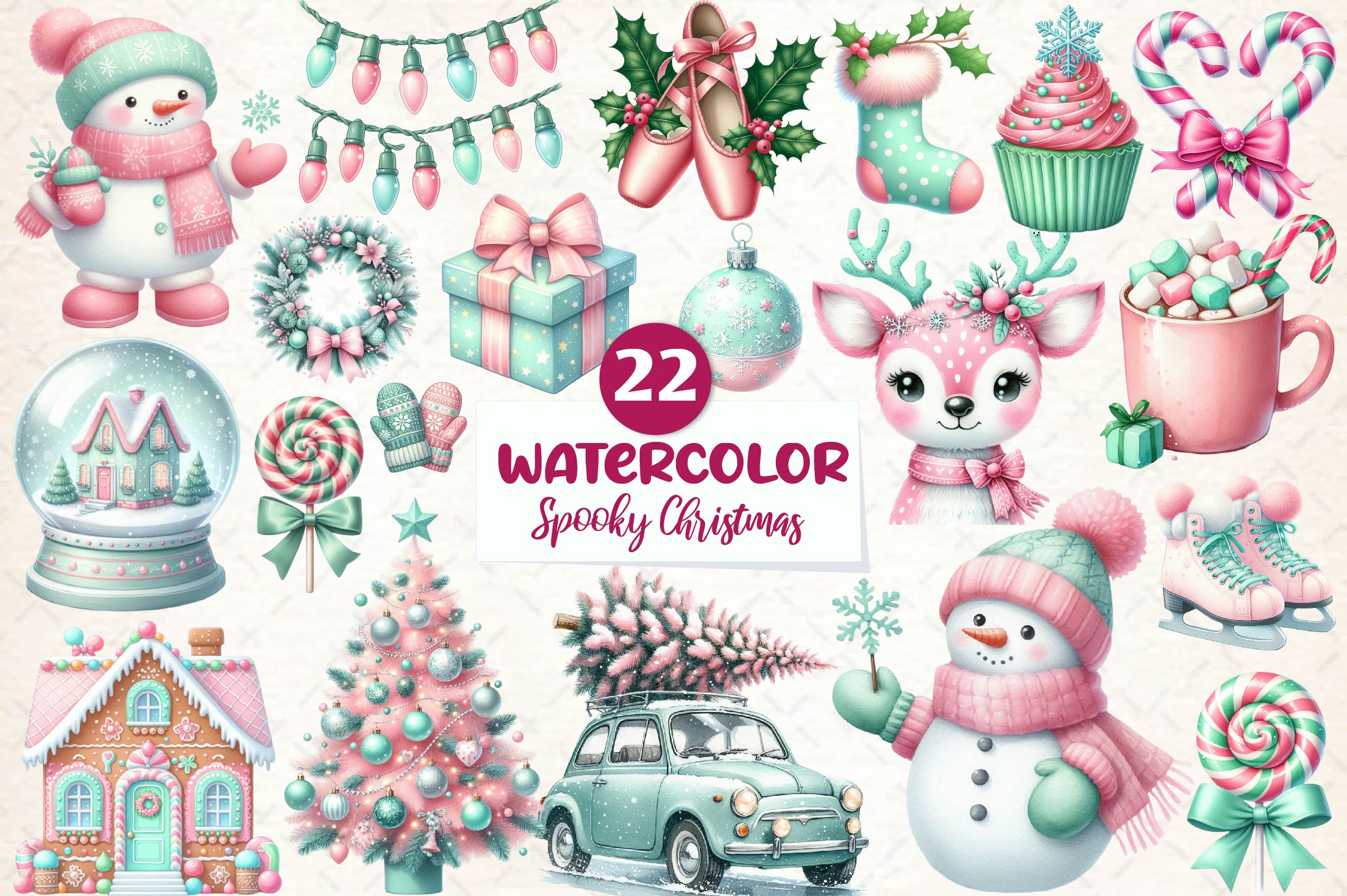 Mint Christmas Clipart Bundle