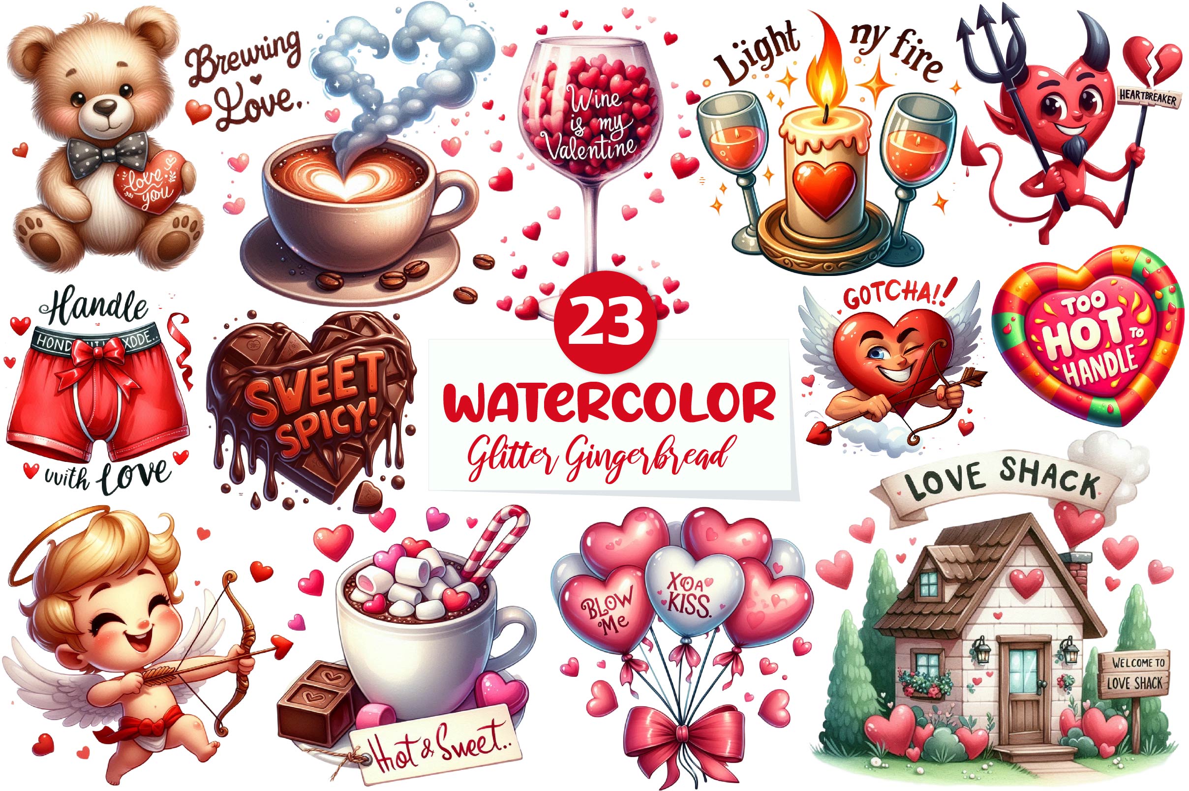 Funny Sexy Valentine Clipart Bundle