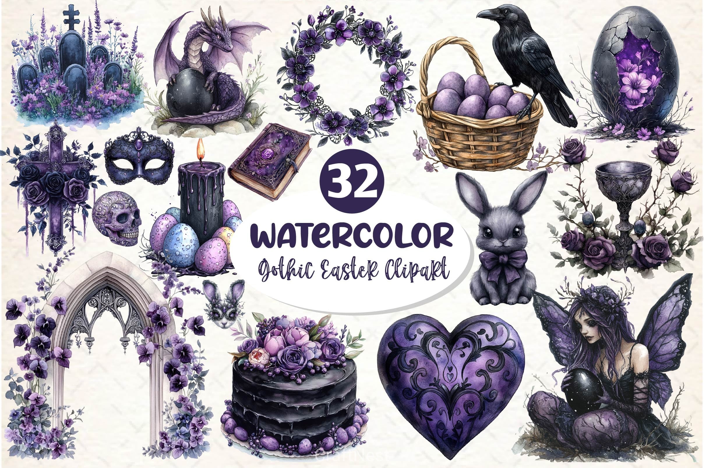 Gothic Easter Clipart Bundle 4