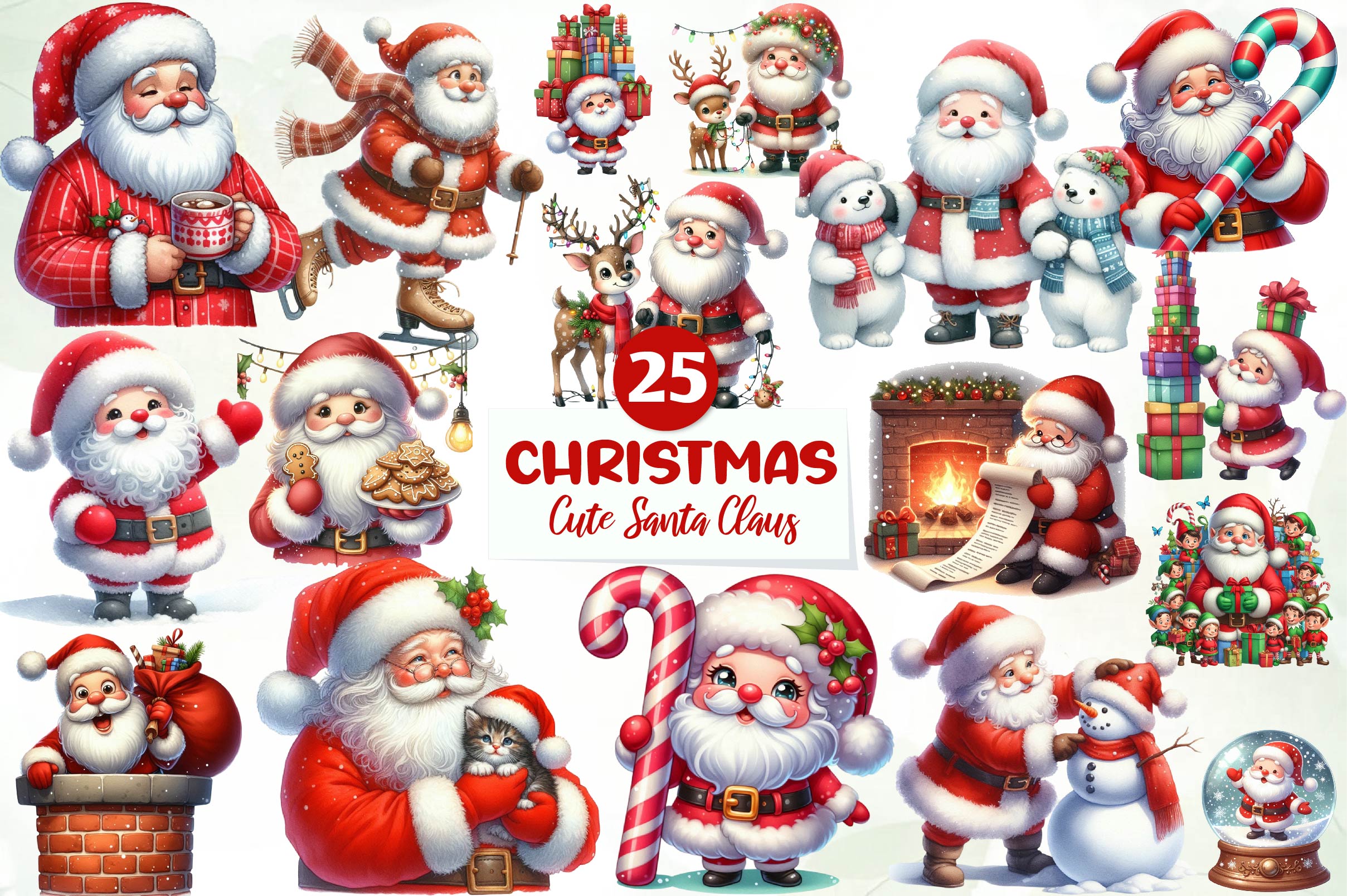 Cute Santa Claus Clipart Bundle