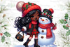 African American Christmas Girl Clipart Bundle 16