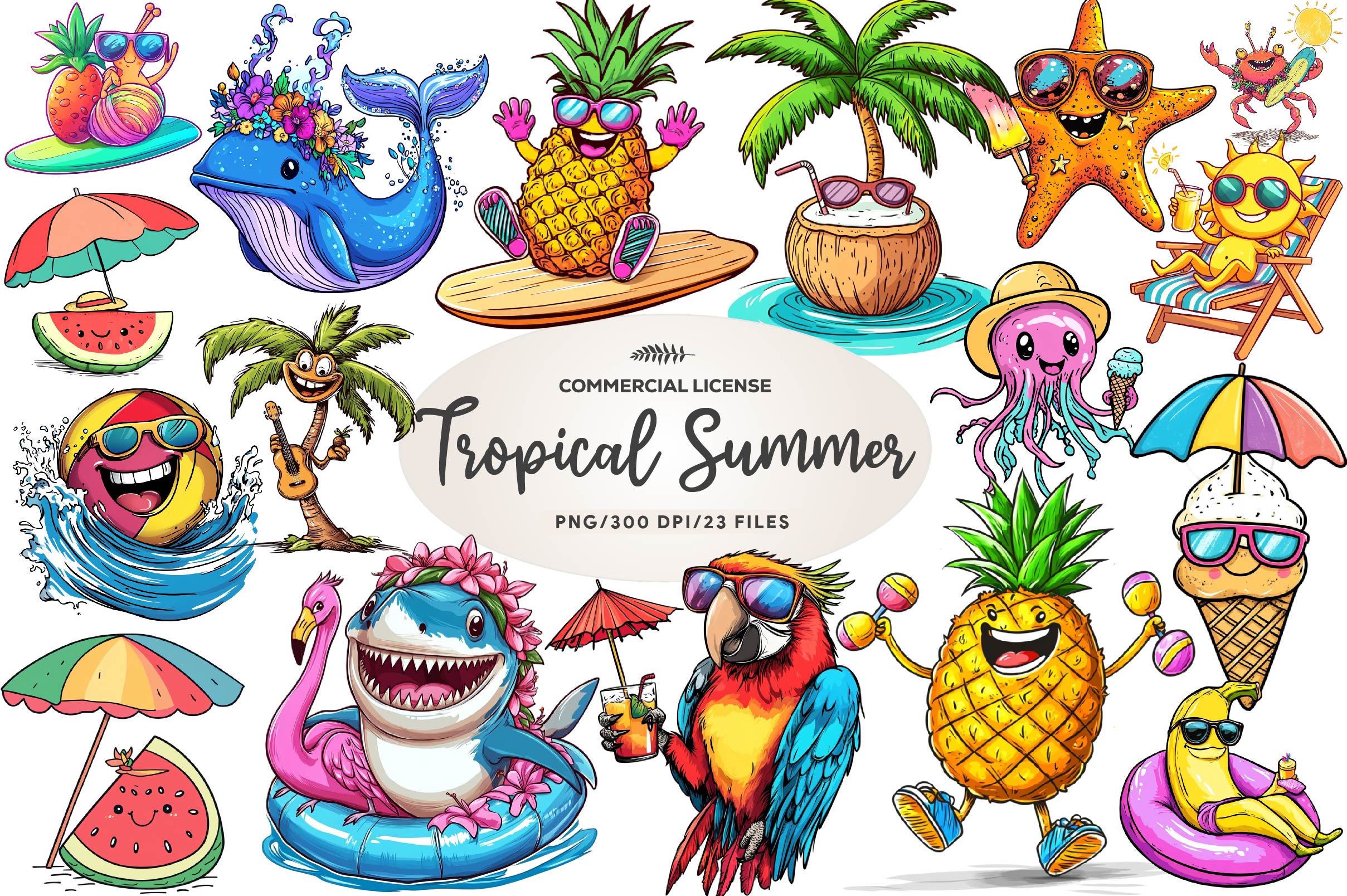 Tropical Summer Clipart Bundle